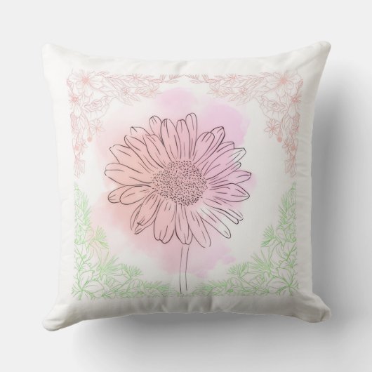 "Pink Flower Throw Pillow" クッション (裏面)