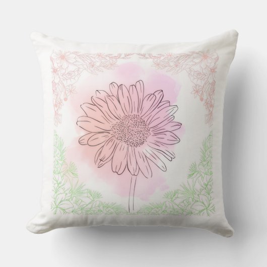 "Pink Flower Throw Pillow" クッション (正面)