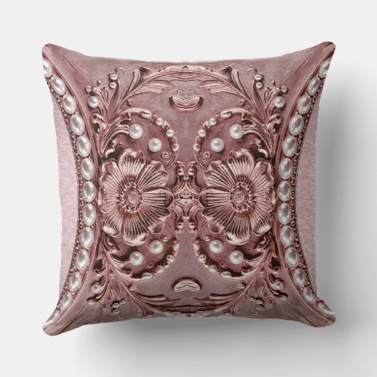 Pink Flower Throw Pillow クッション (裏面)