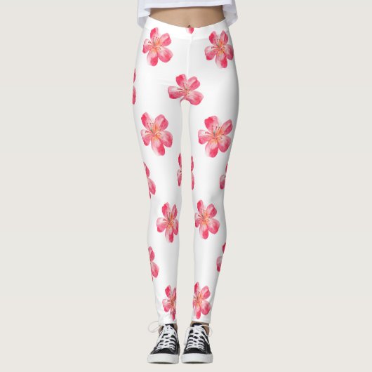 Pink Flower Tropical レギンス (正面)