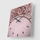 Pink Flower Wall Clock スクエア壁時計 (傾斜)
