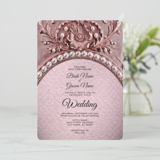 Pink Flower Wedding Invitation 招待状 (スタンド正面)