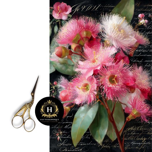 Pink Flowering Gumnut Decoupage 薄葉紙