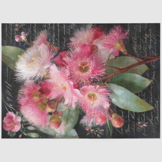 Pink Flowering Gumnut Decoupage 薄葉紙 (正面)