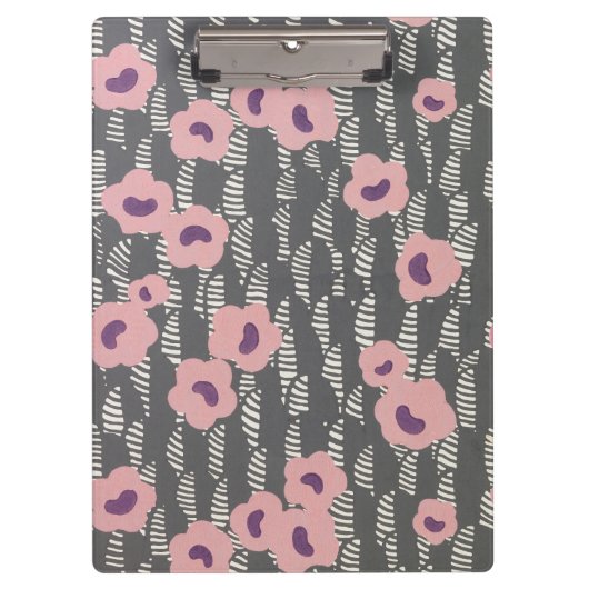 Pink Flowers Abstract Blooms Mid-century Art Deco クリップボード (正面)