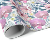 Pink flowers and orchid.  ラッピングペーパー (ロールコーナー)