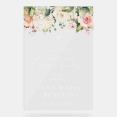 Pink Flowers, Boho, First Holy Communion Welcome アクリルサイン (正面)