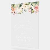 Pink Flowers, Boho, First Holy Communion Welcome アクリルサイン (傾斜)