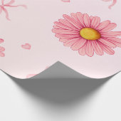 Pink flowers, bows, and hearts tissue paper ラッピングペーパー (角)