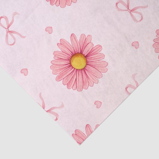 Pink flowers, bows, and hearts tissue paper 薄葉紙 (詳細)