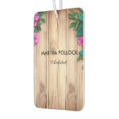 Pink flowers brown wood カーエアーフレッシュナー (左)