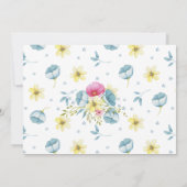 Pink Flowers Butterflies Photo Birthday サンキューカード (裏面)