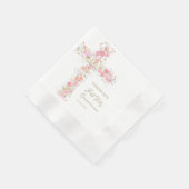  pink flowers cross First Holy Communion 縁ありカクテルナプキン (角)