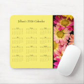 Pink Flowers: Customizable full year 2026 calendar マウスパッド (マウス)