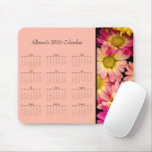 Pink Flowers: Customize full year 2026 calendar マウスパッド (マウス)