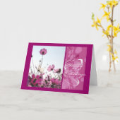 Pink flowers floral nature happy holidays designer カード (黄色い花)