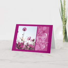 Pink flowers floral nature happy holidays designer カード