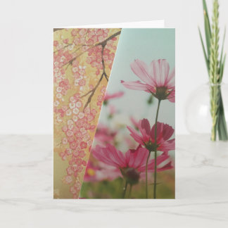 Pink Flowers Folded Greeting Card カード