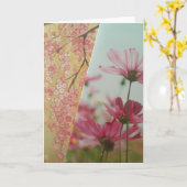 Pink Flowers Folded Greeting Card カード (黄色い花)