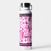 Pink Flowers for Girls | Personalized Name, Floral ウォーターボトル (背面)