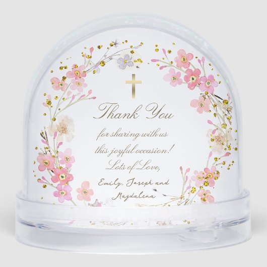 pink flowers frame Baptism thank you  (裏面)