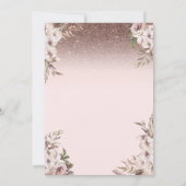 Pink Flowers Glitter Butterflies Dress Quinceañera 招待状 (裏面)