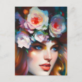 Pink Flowers in her Hair ポストカード (正面)