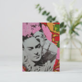 Pink Flowers in Her Hair Retro Flowers Collage ポストカード (スタンド正面)