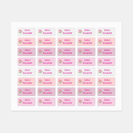 Pink Flowers Kids' Name Clothing School Labels ラベル
