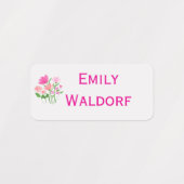 Pink Flowers Kids' Name Clothing School Labels ラベル (デザイン1)