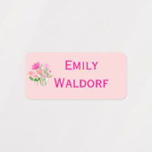 Pink Flowers Kids' Name Clothing School Labels ラベル (デザイン2)