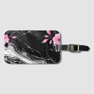 Pink Flowers Marble ラゲッジタグ