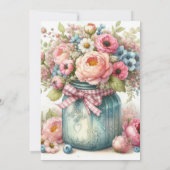 Pink Flowers Mason Jar Birthday Party | Invitation 招待状 (裏面)