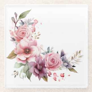 Pink Flowers: "My Kitchen" Coaster ガラスコースター