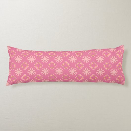 Pink Flowers Pattern Body Pillow ボディピロー (正面)