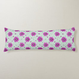 Pink Flowers Pattern With Droplets ボディピロー