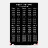 Pink Flowers Simple Wedding Seating Charts アクリルサイン (正面)