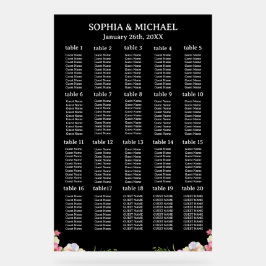 Pink Flowers Simple Wedding Seating Charts アクリルサイン