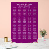 Pink Flowers Simple Wedding Seating Charts アクリルサイン (ウェディング)