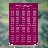 Pink Flowers Simple Wedding Seating Charts アクリルサイン (ニュートラル)