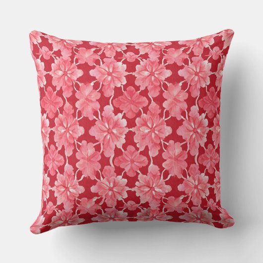 Pink Flowers Throw Pillow クッション (裏面)