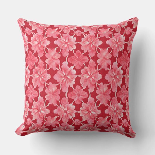 Pink Flowers Throw Pillow クッション (正面)