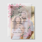 Pink flowers Vellum Overlay ベラム紙招待状 (オフセット (カップル))