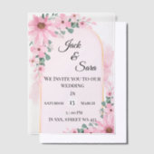 Pink flowers Vellum Overlay ベラム紙招待状 (オフセット)