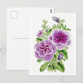 Pink Flowers Vintage Botanical Postcard ポストカード (正面/裏面)