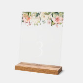 Pink Flowers, White Flowers, Baptism Table Numbers アクリルサイン (傾斜)