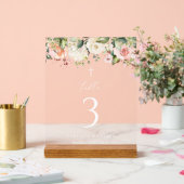Pink Flowers, White Flowers, Baptism Table Numbers アクリルサイン (ウェディング)