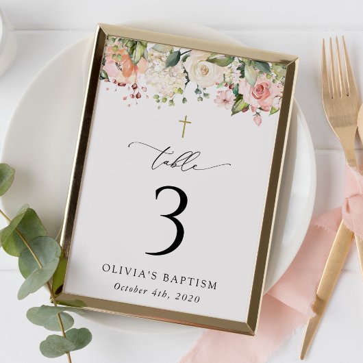 Pink Flowers, White Flowers, Baptism Table Numbers テーブルナンバー