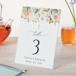 Pink Flowers, White Flowers, Baptism Table Numbers 台座サイン