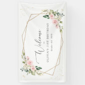 Pink Flowers, White Flowers, Birthday Welcome 横断幕 (縦)